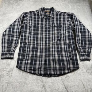 Ariat Rebar Flannel DuraStretch Shirt Mens Large Blue Plaid‎ Quilted Lined Work